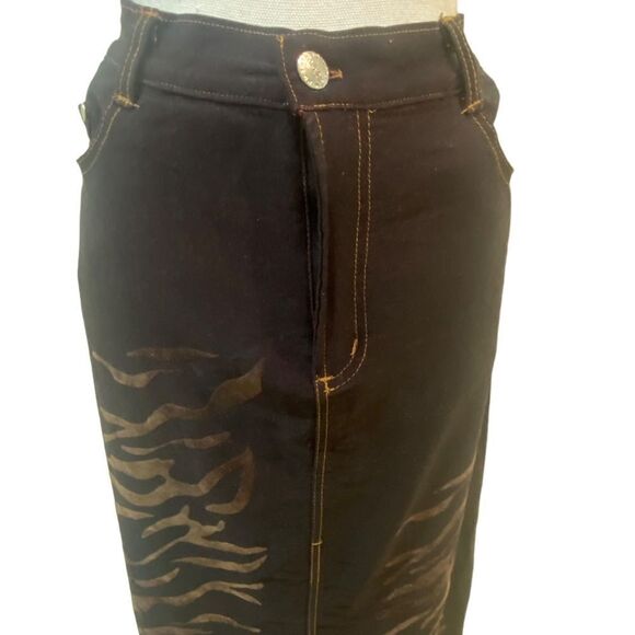 Medane Fashion stretch denim long pencil skirt flocked front design size 26 - Picture 4 of 11